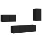 4-tlg. TV-Schrank-Set Schwarz Holzwerkstoff 4-tlg. TV-Schrank-Set Schwarz Holzwerkstoff