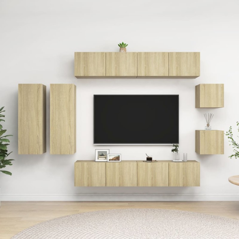 8-tlg. TV-Schrank-Set Sonoma-Eiche Holzwerkstoff 8-tlg. TV-Schrank-Set Sonoma-Eiche Holzwerkstoff