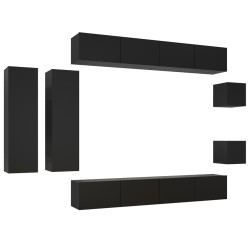 8-tlg. TV-Schrank-Set Schwarz Holzwerkstoff