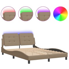 vidaXL Bettgestell mit LED Cappuccino-Braun 140x200 cm Kunstleder