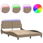 vidaXL Bettgestell mit LED Cappuccino-Braun 140x200 cm Kunstleder vidaXL Bettgestell mit LED Cappuccino-Braun 140x200 cm Kunstleder