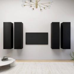 TV-Schränke 4 Stk. Schwarz 30,5x30x110 cm Holzwerkstoff