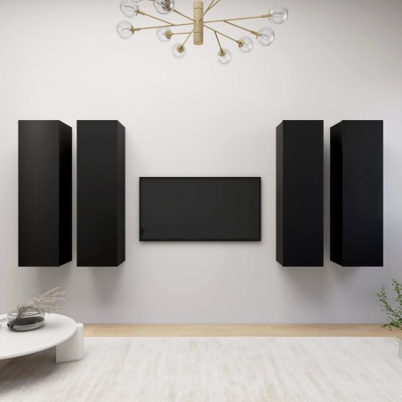 TV-Schränke 4 Stk. Schwarz 30,5x30x110 cm Holzwerkstoff