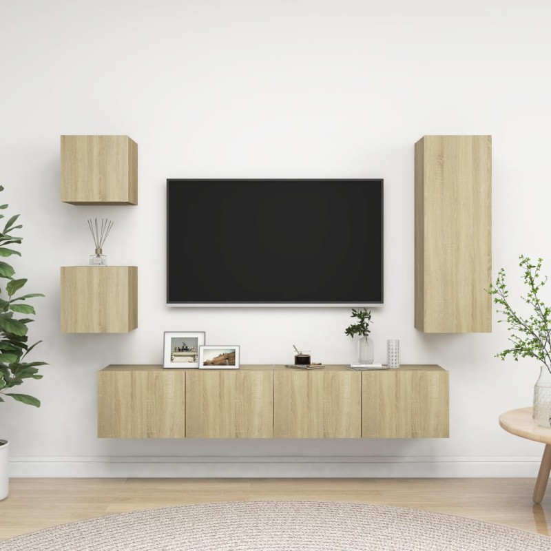 vidaXL 5-tlg. TV-Schrank-Sets Sonoma-Eiche Holzwerkstoff vidaXL 5-tlg. TV-Schrank-Sets Sonoma-Eiche Holzwerkstoff