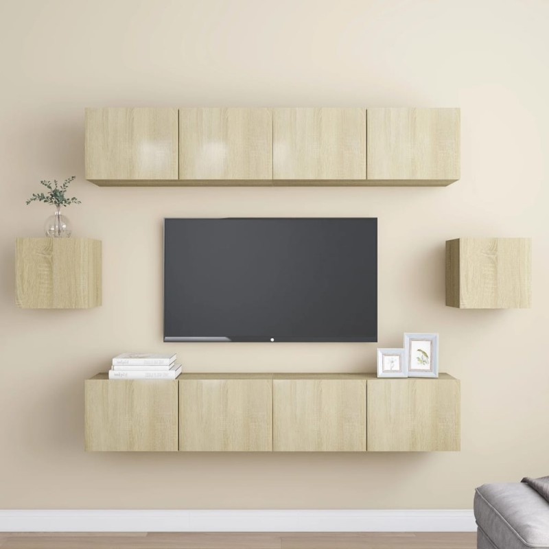 6-tlg. TV-Schrank-Set Sonoma-Eiche Holzwerkstoff 6-tlg. TV-Schrank-Set Sonoma-Eiche Holzwerkstoff