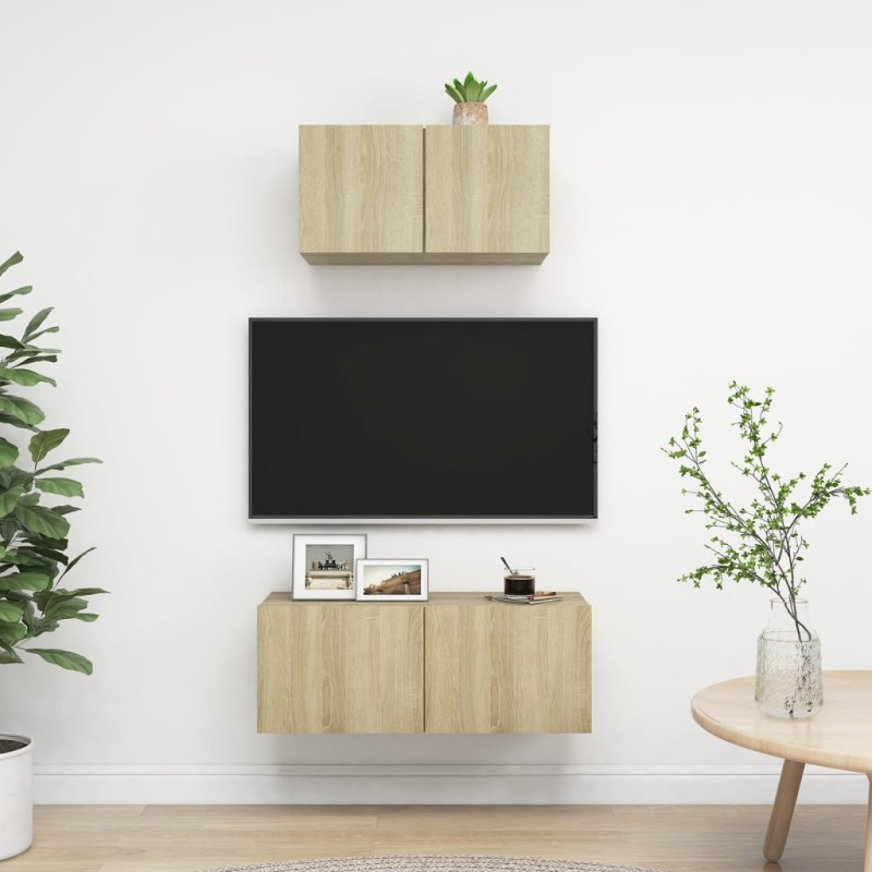 2-tlg. TV-Schrank-Set Sonoma-Eiche Holzwerkstoff 2-tlg. TV-Schrank-Set Sonoma-Eiche Holzwerkstoff