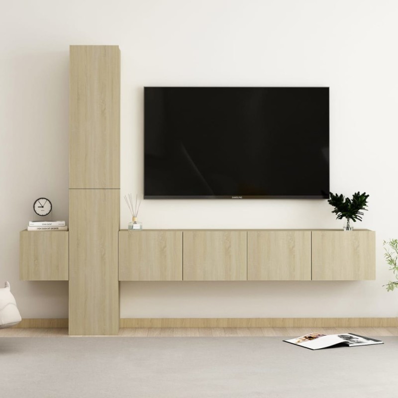 5-tlg. TV-Schrank-Set Sonoma-Eiche Holzwerkstoff 5-tlg. TV-Schrank-Set Sonoma-Eiche Holzwerkstoff
