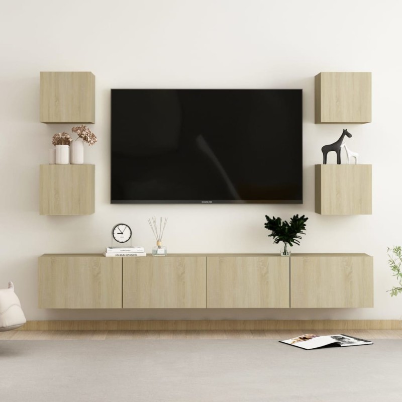 vidaXL 6-tlg. TV-Schrank-Set Sonoma-Eiche Holzwerkstoff vidaXL 6-tlg. TV-Schrank-Set Sonoma-Eiche Holzwerkstoff
