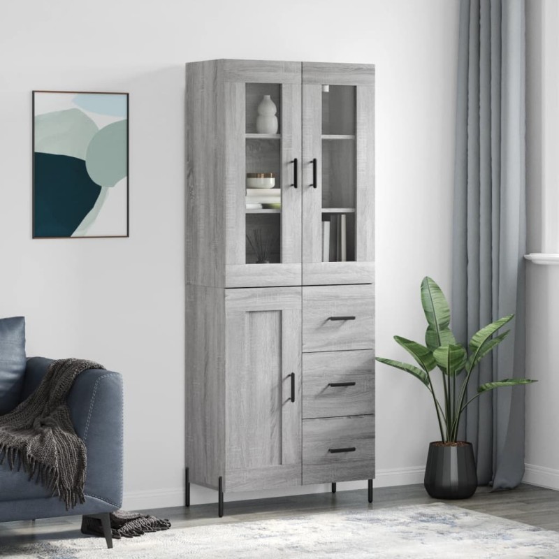 vidaXL Highboard Grau Sonoma 69,5x34x180 cm Holzwerkstoff vidaXL Highboard Grau Sonoma 69,5x34x180 cm Holzwerkstoff