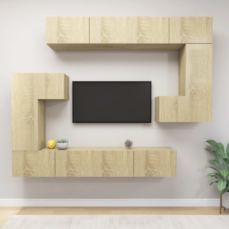 8-tlg. TV-Schrank-Set Sonoma-Eiche Holzwerkstoff 8-tlg. TV-Schrank-Set Sonoma-Eiche Holzwerkstoff