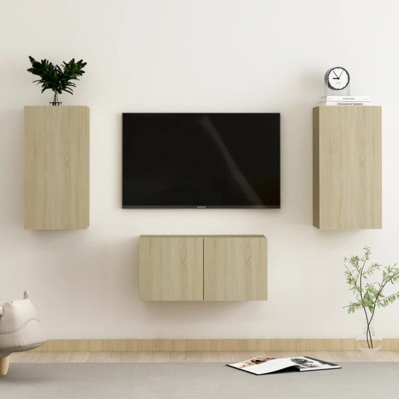 3-tlg. TV-Schrank-Set Sonoma-Eiche Holzwerkstoff 3-tlg. TV-Schrank-Set Sonoma-Eiche Holzwerkstoff