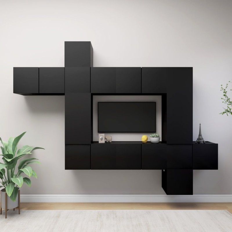 10-tlg. TV-Schrank-Set Schwarz Holzwerkstoff 10-tlg. TV-Schrank-Set Schwarz Holzwerkstoff