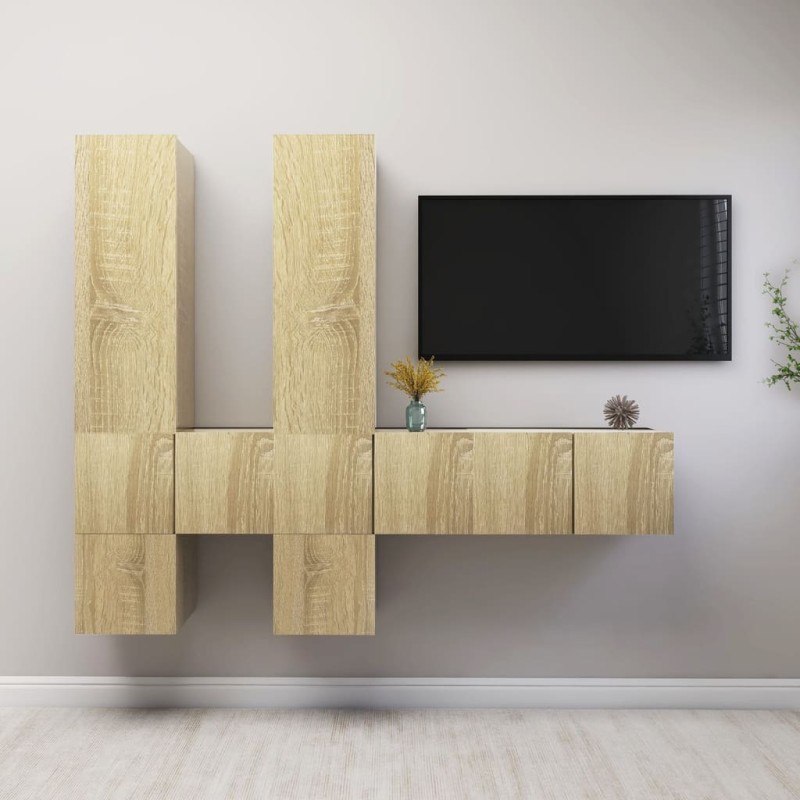 7-tlg. TV-Schrank-Set Sonoma-Eiche Holzwerkstoff 7-tlg. TV-Schrank-Set Sonoma-Eiche Holzwerkstoff
