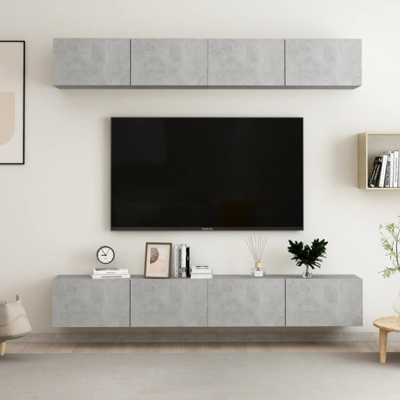 TV-Schränke 4 Stk. Betongrau 100x30x30 cm Holzwerkstoff TV-Schränke 4 Stk. Betongrau 100x30x30 cm Holzwerkstoff