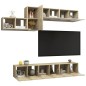 7-tlg. TV-Schrank-Set Sonoma-Eiche Holzwerkstoff 7-tlg. TV-Schrank-Set Sonoma-Eiche Holzwerkstoff