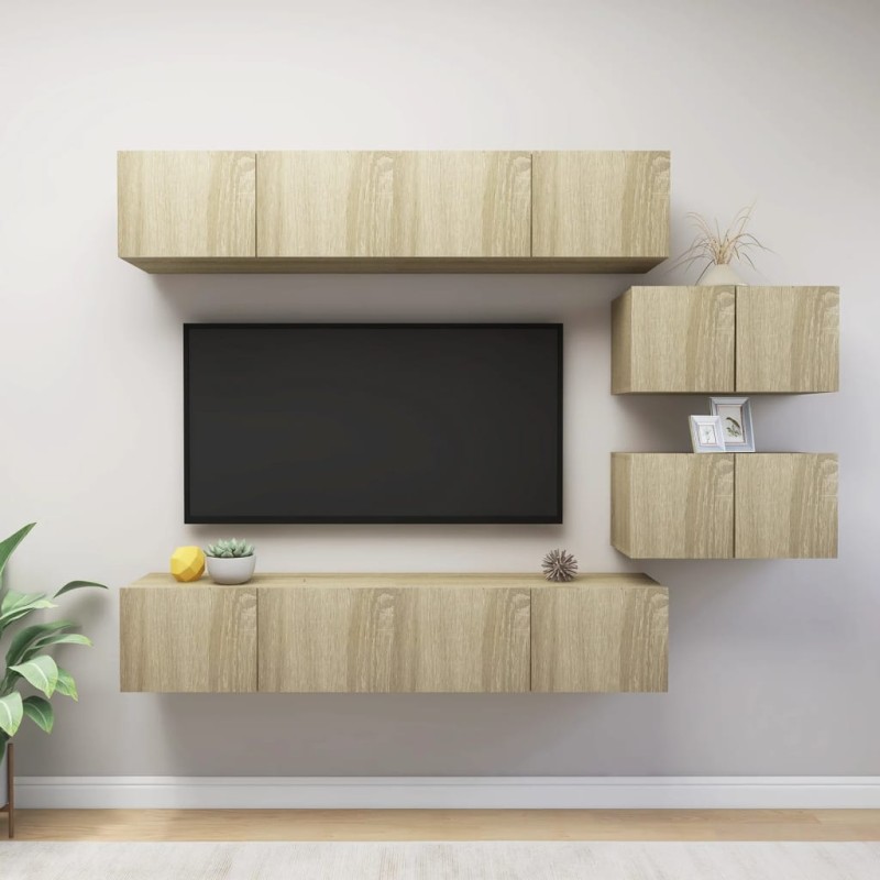vidaXL 6-tlg. TV-Schrank-Set Sonoma-Eiche Holzwerkstoff vidaXL 6-tlg. TV-Schrank-Set Sonoma-Eiche Holzwerkstoff