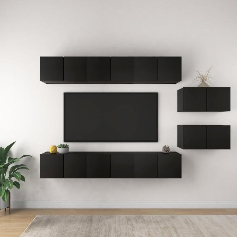 TV-Schränke 8 Stk. Schwarz Holzwerkstoff TV-Schränke 8 Stk. Schwarz Holzwerkstoff