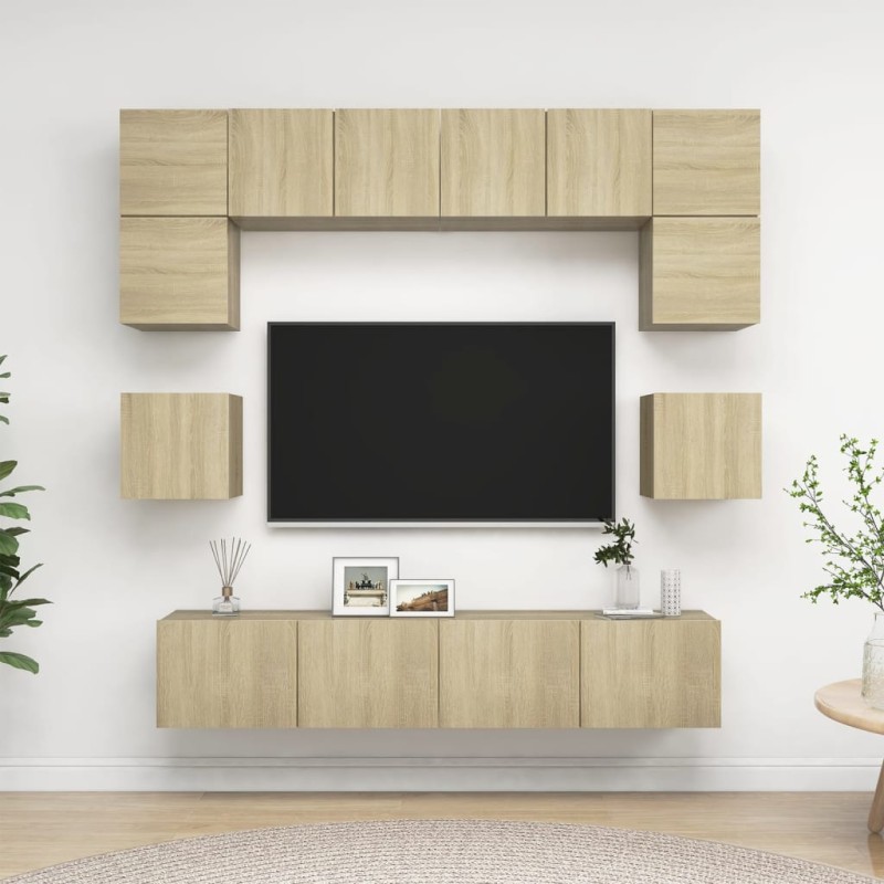 8-tlg. TV-Schrank-Set Sonoma-Eiche Holzwerkstoff 8-tlg. TV-Schrank-Set Sonoma-Eiche Holzwerkstoff