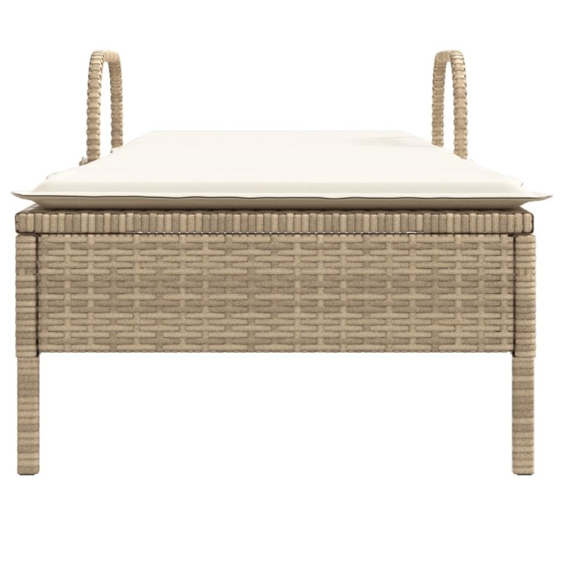 vidaXL Sonnenliege mit Rollen und Auflage Beige Poly Rattan vidaXL Sonnenliege mit Rollen und Auflage Beige Poly Rattan