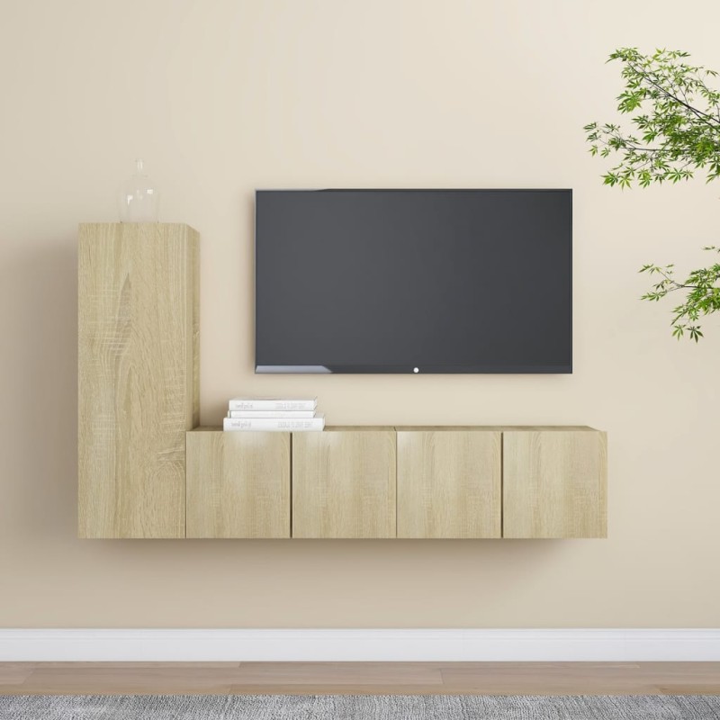 3-tlg. TV-Schrank-Set Sonoma-Eiche Holzwerkstoff 3-tlg. TV-Schrank-Set Sonoma-Eiche Holzwerkstoff