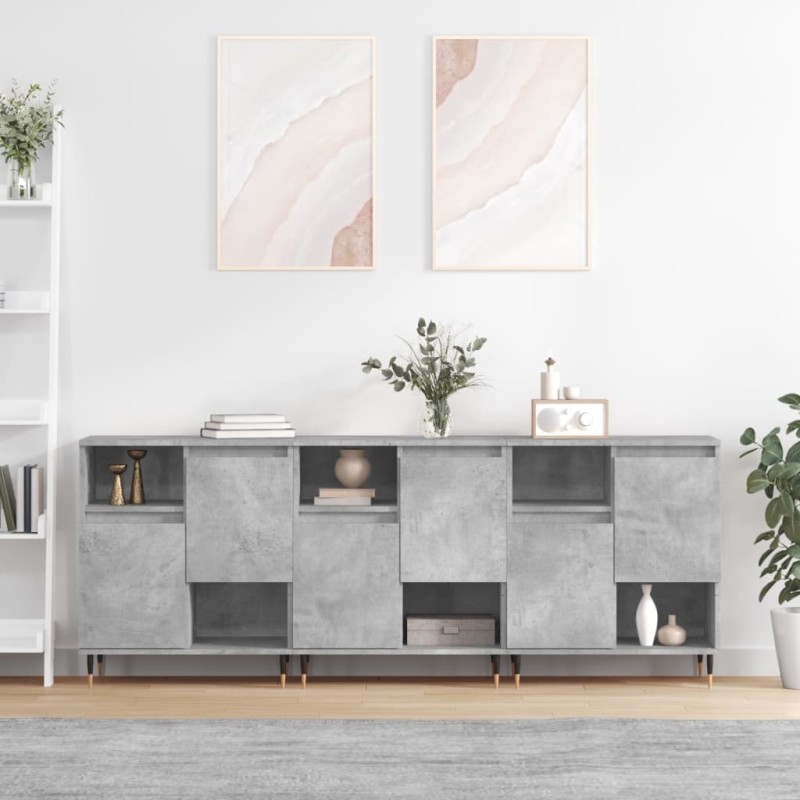 Sideboards 3 Stk. Betongrau Holzwerkstoff Sideboards 3 Stk. Betongrau Holzwerkstoff