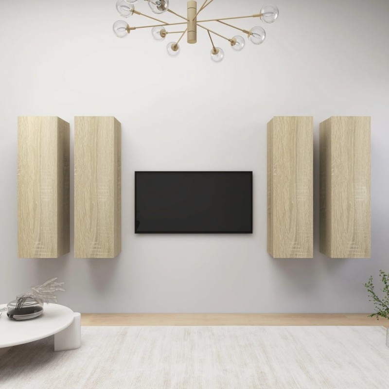 TV-Schränke 4 Stk. Sonoma-Eiche 30,5x30x110 cm Holzwerkstoff TV-Schränke 4 Stk. Sonoma-Eiche 30,5x30x110 cm Holzwerkstoff
