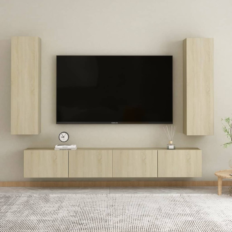 4-tlg. TV-Schrank-Set Sonoma-Eiche Holzwerkstoff 4-tlg. TV-Schrank-Set Sonoma-Eiche Holzwerkstoff