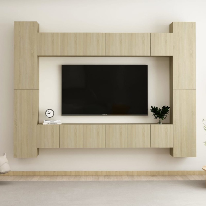 10-tlg. TV-Schrank-Set Sonoma-Eiche Holzwerkstoff 10-tlg. TV-Schrank-Set Sonoma-Eiche Holzwerkstoff