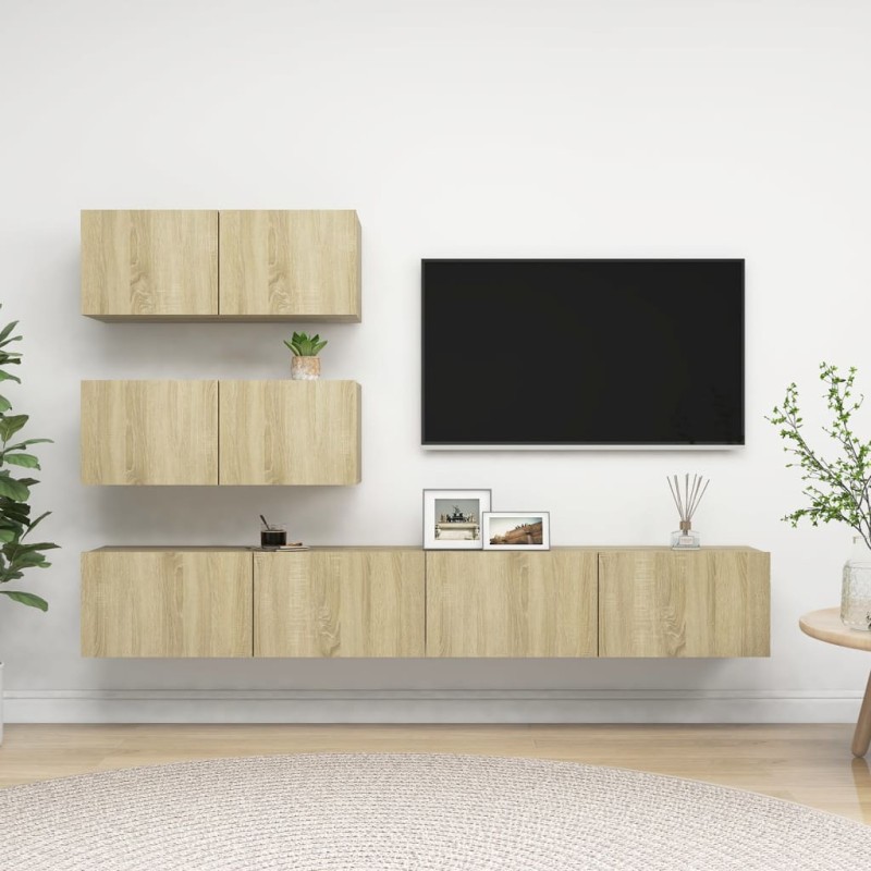 vidaXL 4-tlg. TV-Schrank-Set Sonoma-Eiche Holzwerkstoff vidaXL 4-tlg. TV-Schrank-Set Sonoma-Eiche Holzwerkstoff