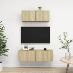vidaXL 2-tlg. TV-Schrank-Set Sonoma-Eiche Holzwerkstoff