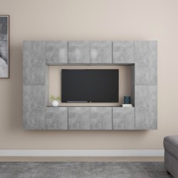 8-tlg. TV-Schrank-Set Betongrau Holzwerkstoff