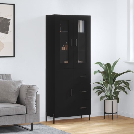vidaXL Highboard Schwarz 69,5x34x180 cm Holzwerkstoff