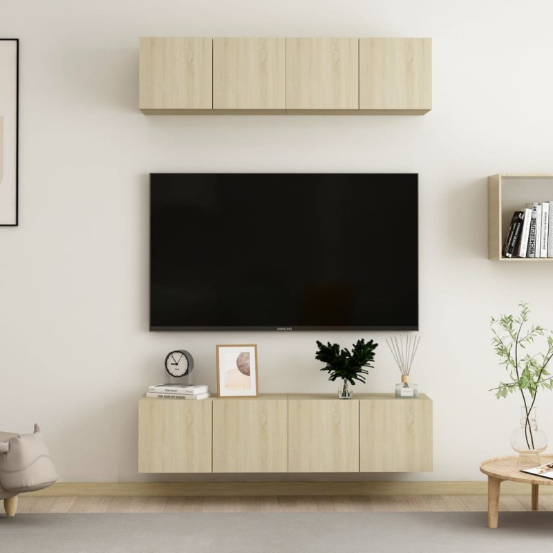 vidaXL TV-Schränke 4 Stk. Sonoma-Eiche 60x30x30 cm Holzwerkstoff vidaXL TV-Schränke 4 Stk. Sonoma-Eiche 60x30x30 cm Holzwerkstoff