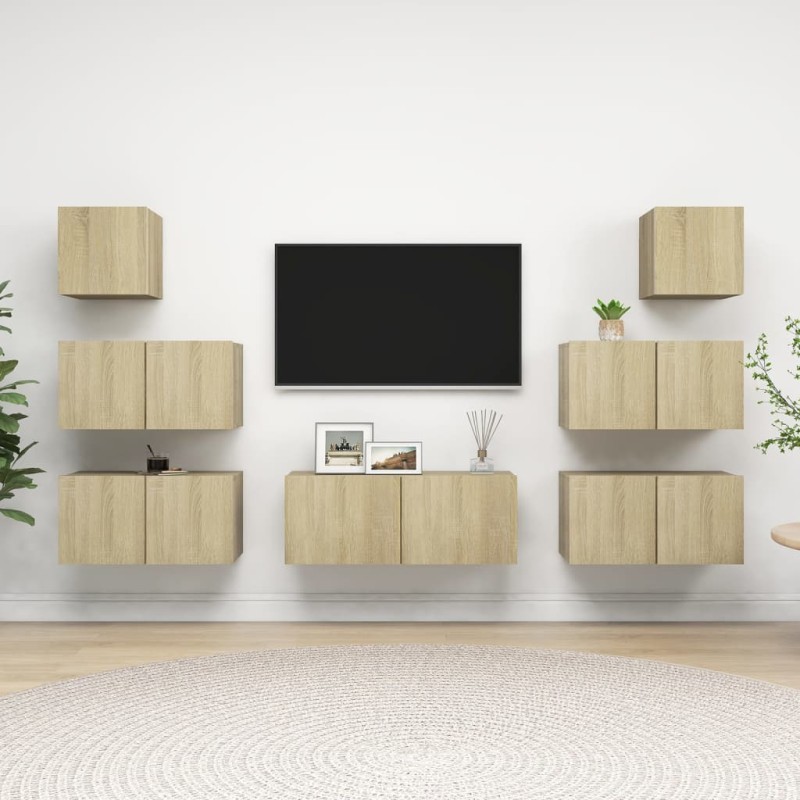 7-tlg. TV-Schrank-Set Sonoma-Eiche Holzwerkstoff 7-tlg. TV-Schrank-Set Sonoma-Eiche Holzwerkstoff