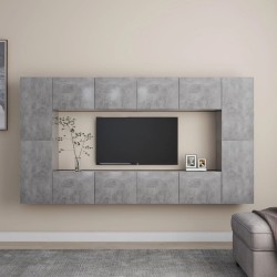 8-tlg. TV-Schrank-Set Betongrau Holzwerkstoff
