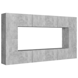 8-tlg. TV-Schrank-Set Betongrau Holzwerkstoff