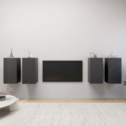 vidaXL TV-Schränke 4 Stk. Grau 30,5x30x60 cm Holzwerkstoff