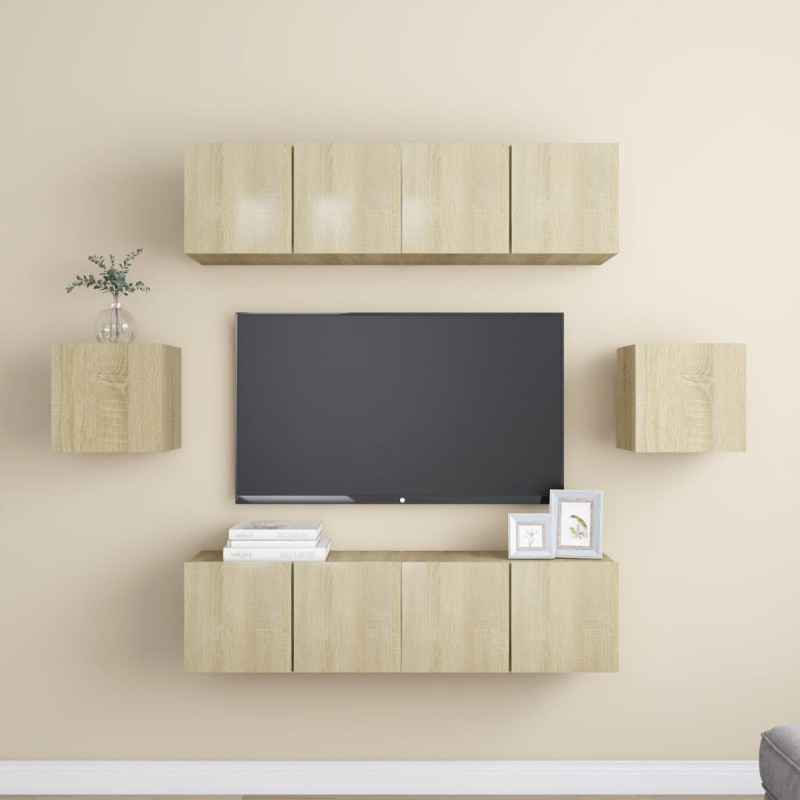 6-tlg. TV-Schrank-Set Sonoma-Eiche Holzwerkstoff 6-tlg. TV-Schrank-Set Sonoma-Eiche Holzwerkstoff