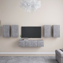6-tlg. TV-Schrank-Set Betongrau Holzwerkstoff