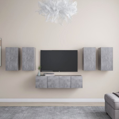 6-tlg. TV-Schrank-Set Betongrau Holzwerkstoff