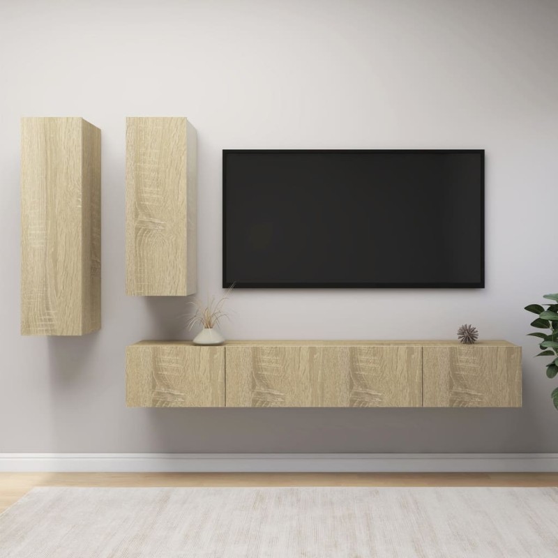 4-tlg. TV-Schrank-Set Sonoma-Eiche Holzwerkstoff 4-tlg. TV-Schrank-Set Sonoma-Eiche Holzwerkstoff
