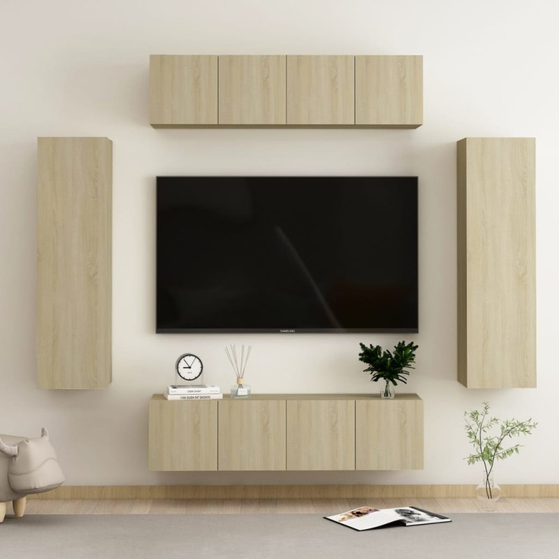 6-tlg. TV-Schrank-Set Sonoma-Eiche Holzwerkstoff 6-tlg. TV-Schrank-Set Sonoma-Eiche Holzwerkstoff