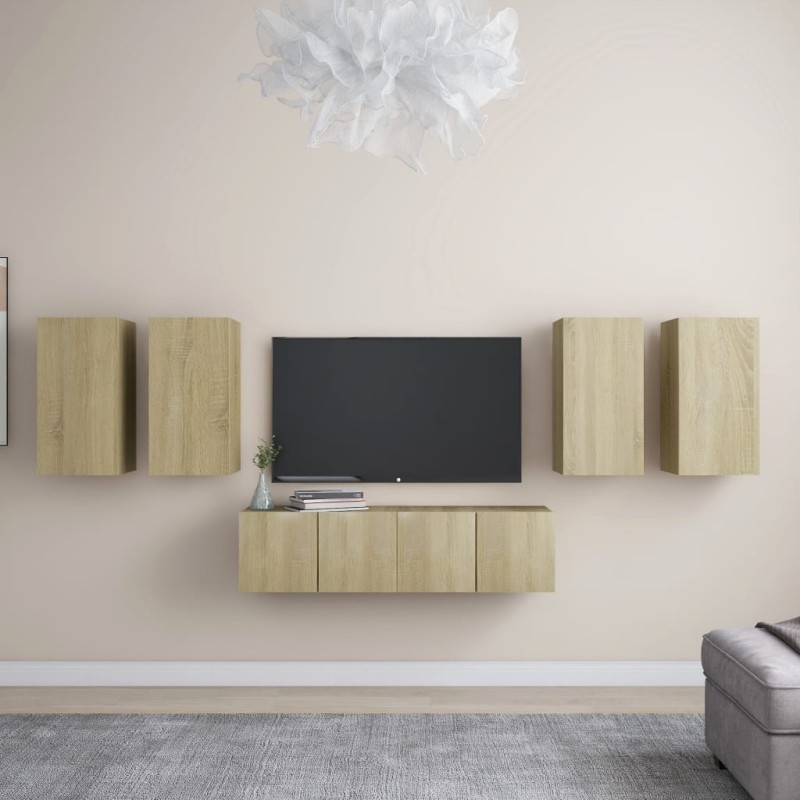 vidaXL 6-tlg. TV-Schrank-Set Sonoma-Eiche Holzwerkstoff vidaXL 6-tlg. TV-Schrank-Set Sonoma-Eiche Holzwerkstoff