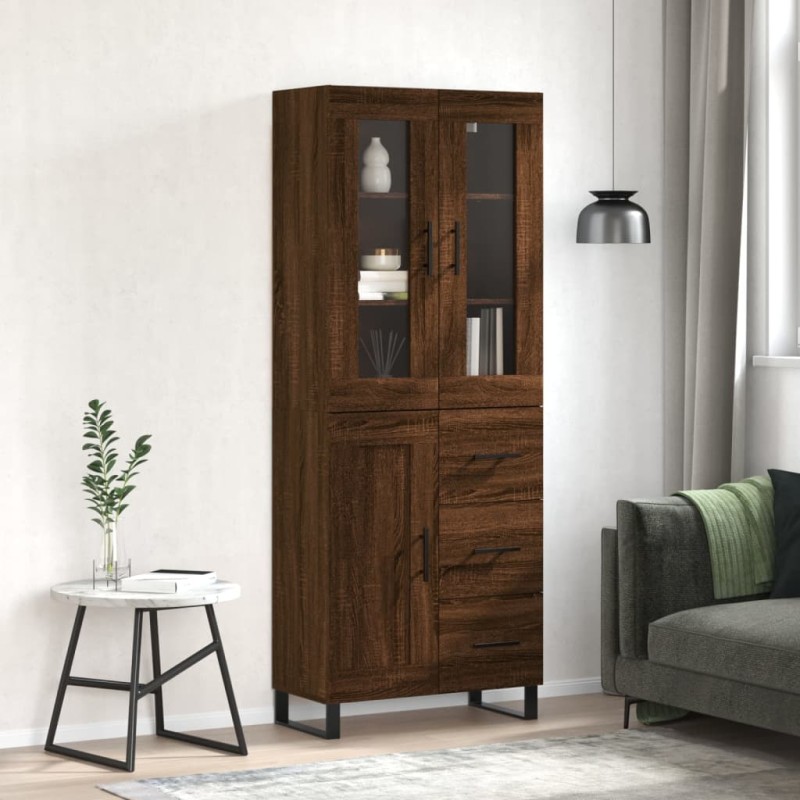 Highboard Braun Eichen-Optik 69,5x34x180 cm Holzwerkstoff Highboard Braun Eichen-Optik 69,5x34x180 cm Holzwerkstoff