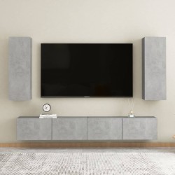 vidaXL 4-tlg. TV-Schrank-Set Betongrau Holzwerkstoff
