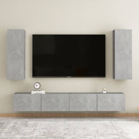vidaXL 4-tlg. TV-Schrank-Set Betongrau Holzwerkstoff