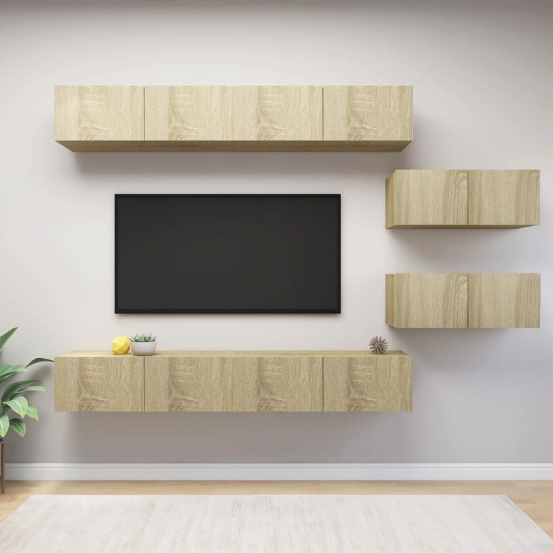vidaXL 6-tlg. TV-Schrank-Set Sonoma-Eiche Holzwerkstoff vidaXL 6-tlg. TV-Schrank-Set Sonoma-Eiche Holzwerkstoff