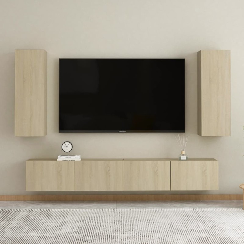 vidaXL 4-tlg. TV-Schrank-Set Sonoma-Eiche Holzwerkstoff vidaXL 4-tlg. TV-Schrank-Set Sonoma-Eiche Holzwerkstoff