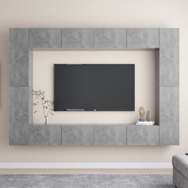 8-tlg. TV-Schrank-Set Betongrau Holzwerkstoff 8-tlg. TV-Schrank-Set Betongrau Holzwerkstoff