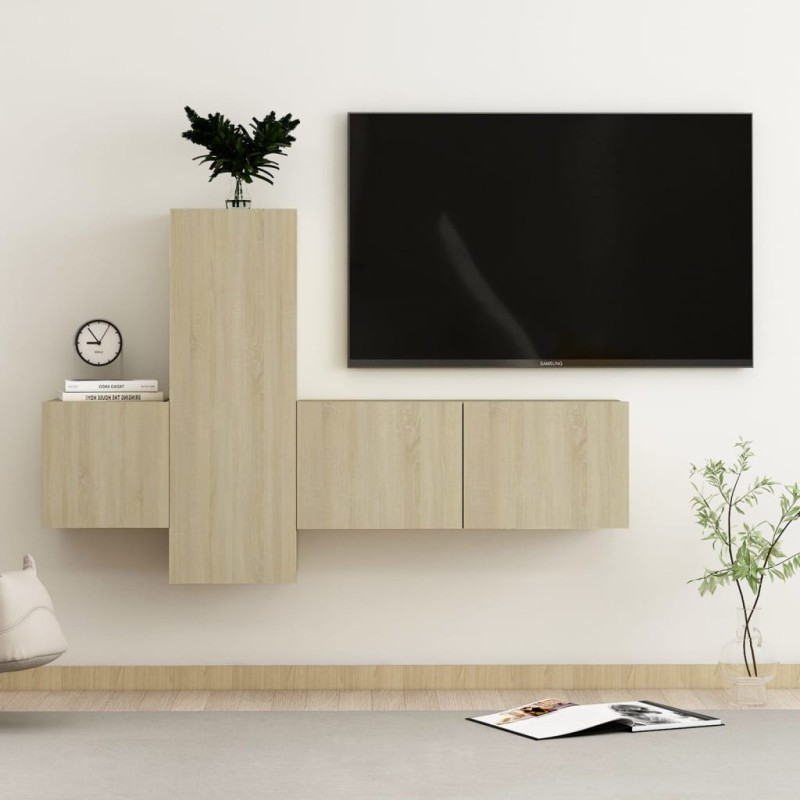 3-tlg. TV-Schrank-Set Sonoma-Eiche Holzwerkstoff 3-tlg. TV-Schrank-Set Sonoma-Eiche Holzwerkstoff